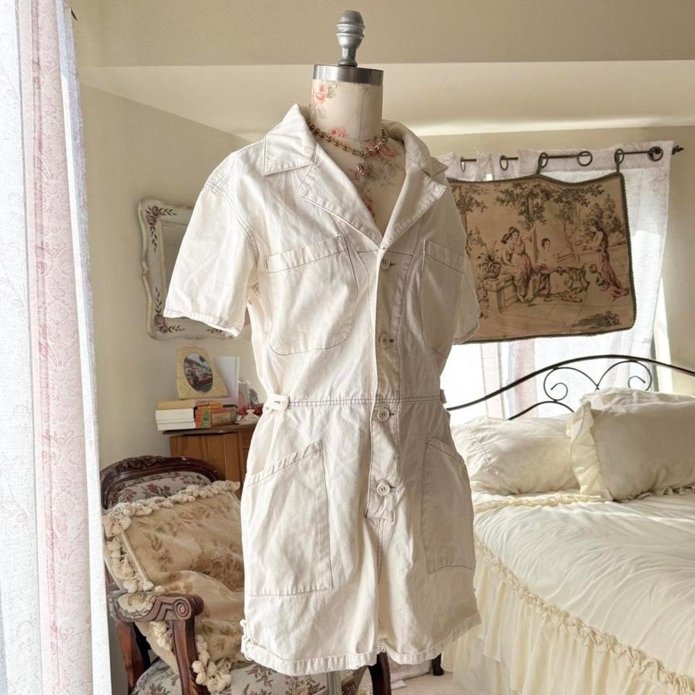 Pistola parker‎ short sleeve white romper womens large